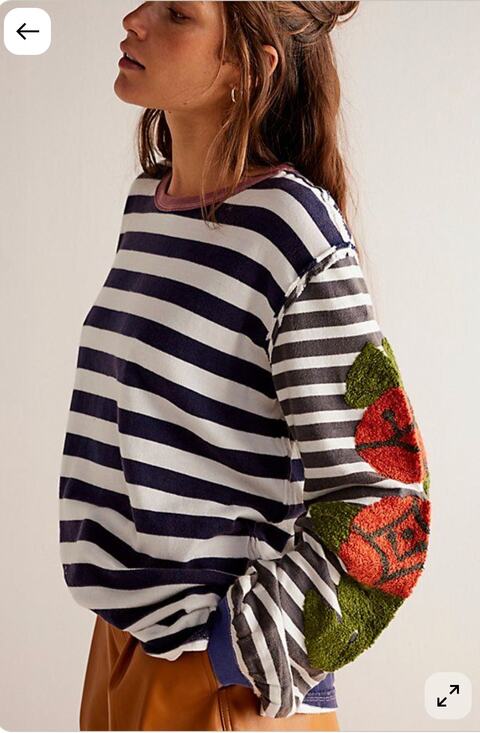 Free People Tops - NWT We The Free Rose Stem Tee at Free People in Navy Combo | Size XS